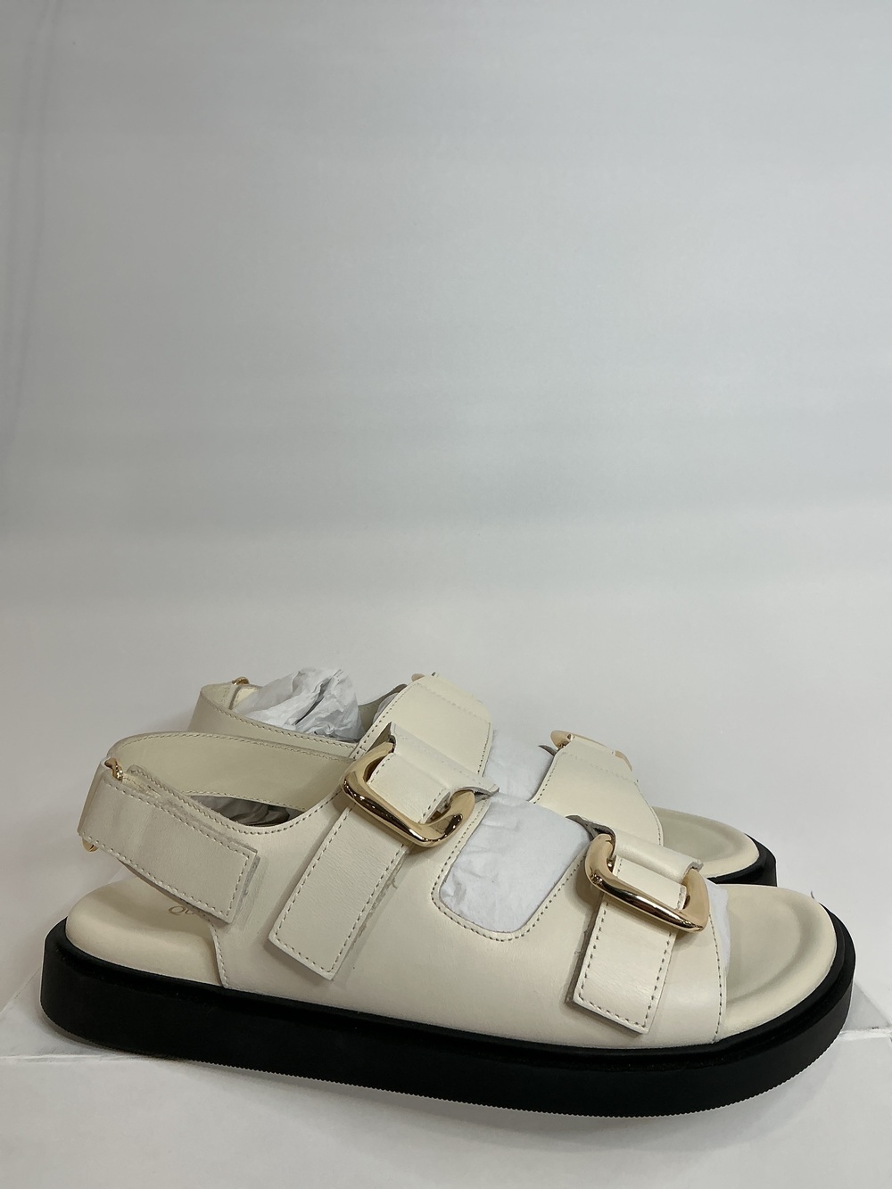 Italian Leather Double Buckle Slingback Sandal
